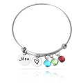 atacado feminino de aço inoxidável com coração de pedra colorida pulseiras joias para presente para a mãe